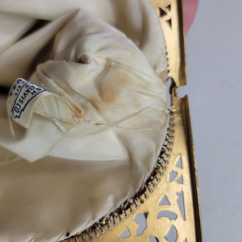 Whiting & Davis White Enameled Mesh Bag Vintage 50's Gold Metal Frame Chain USA - Picture 9 of 16